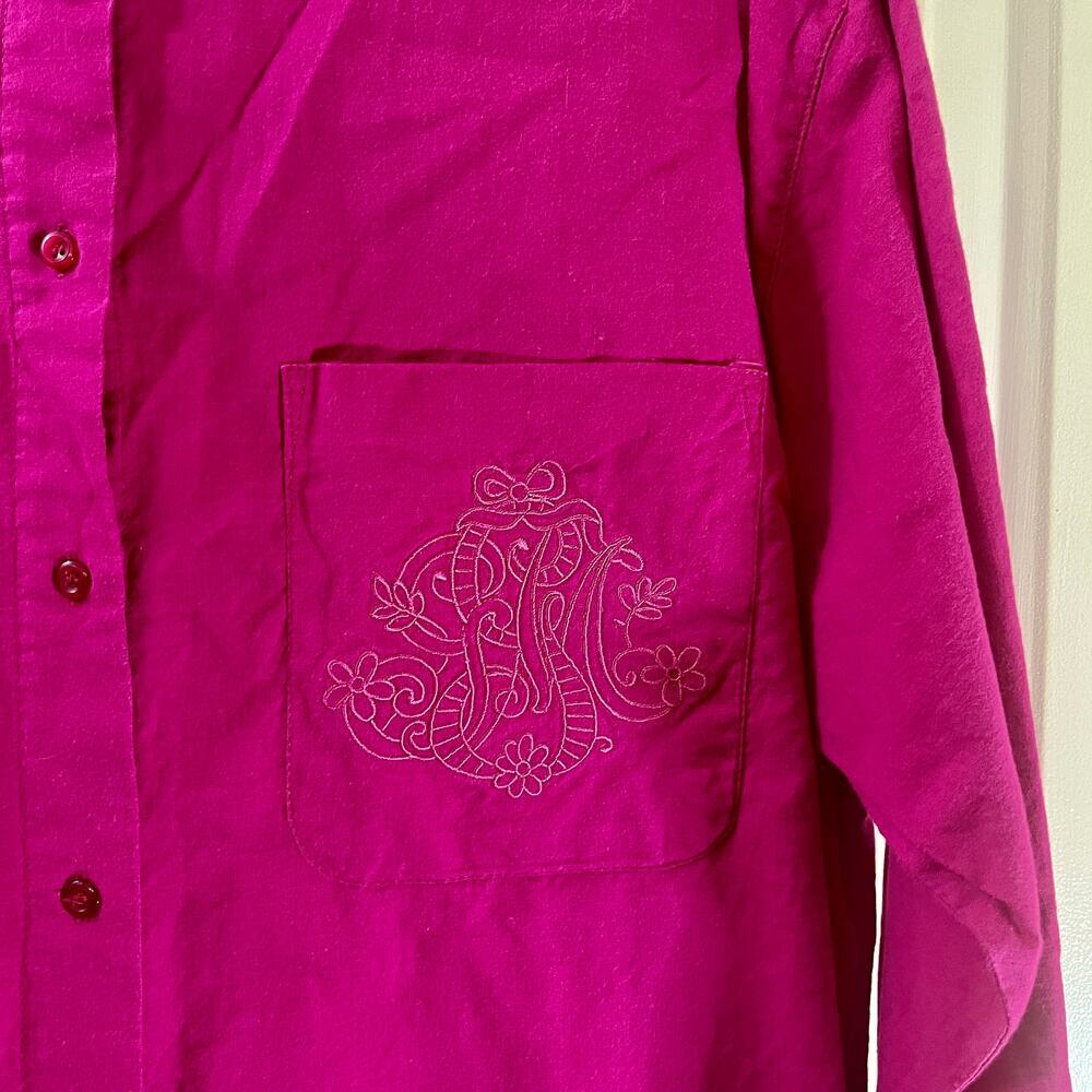 Vintage Ashleigh Morgan SZ M 100% Cotton Pink Button Down Shirt - Picture 2 of 3